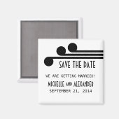 ブラックシンプルデコシック日付マグネットを保存 マグネット (正面/裏面)