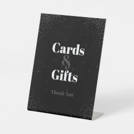 ブラックシンプルナイトスカイウェディングカードとギフト 台座サイン
