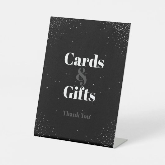 ブラックシンプルナイトスカイウェディングカードとギフト 台座サイン (正面)