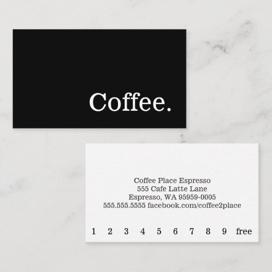 ブラックシンプルニュースワードダークロイヤリティパンチカード ロイヤリティカード (正面/裏面)