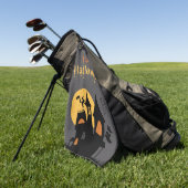 ブラックシンプルハッピーハローウィンポートレートゴルフタオル ゴルフタオル (グリーン)