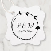 ブラックシンプルハートリースモノグラ結婚ム フェイバータグ (正面)