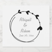 ブラックシンプルハートリース結婚ズ スパークリングワインラベル (シングルラベル)