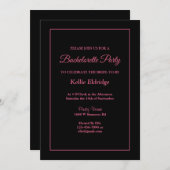 ブラックシンプルバチェロレッテ招待状 招待状 (正面/裏面)