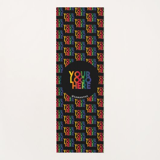 ブラックシンプルビジネスロゴパターン名前をカスタムする ヨガマット (正面)