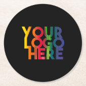 ブラックシンプルビジネスロゴ ラウンドペーパーコースター (正面)