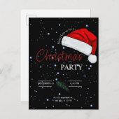 ブラックシンプルファミリークリスマスパーティの招待状 インビテーションポストカード (正面/裏面)