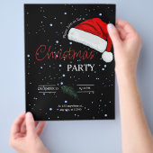 ブラックシンプルファミリークリスマスパーティの招待状 チラシ (手)