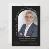 ブラックシンプルフォトアーチ退職パーティー 招待状 (正面)