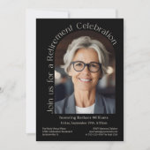 ブラックシンプルフォトアーチ退職パーティー 招待状 (正面)