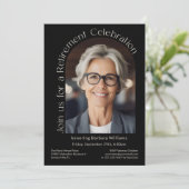 ブラックシンプルフォトアーチ退職パーティー 招待状 (スタンド正面)