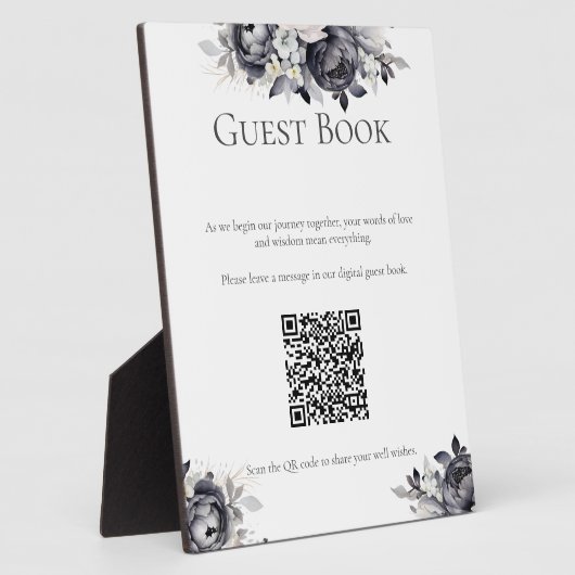 ブラックシンプルフローラデジタルゲストブックサインプラーク フォトプラーク (側面)
