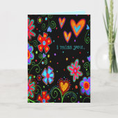 ブラックシンプルフローラ恋しく思ユー明るいインスピレーション カード (正面)