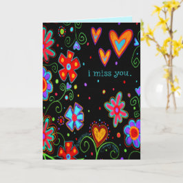 ブラックシンプルフローラ恋しく思ユー明るいインスピレーション カード