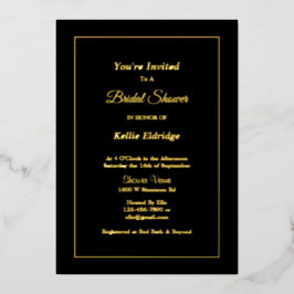 ブラックシンプルブライダルシャワー 箔招待状