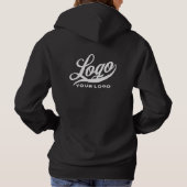 ブラックシンプルプリントフロント+バックビジネスロゴ女性 パーカ (裏面)