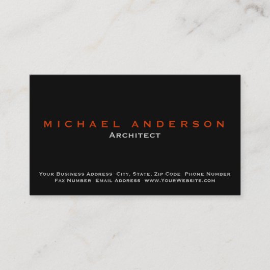 ブラックシンプルプレインアーキテクト名刺 名刺 (正面)