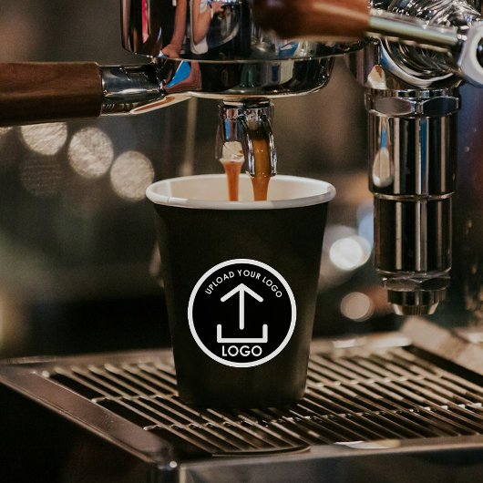 ブラックシンプルプロフェッショナルモダンビジネスロゴ 紙コップ