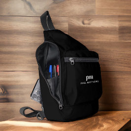 ブラックシンプルミニマリストの名前とモノグラム スリングバッグ