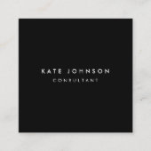 ブラックシンプルミニマリストコンサルタントQRコード スクエア名刺 (正面)