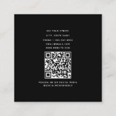 ブラックシンプルミニマリストコンサルタントQRコード スクエア名刺 (裏面)