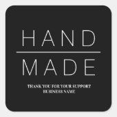ブラックシンプルミニマリスト手作りビジネス感謝してい スクエアシール (正面)