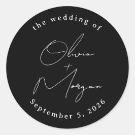 ブラックシンプルミニマリスト書結婚道 ラウンドシール