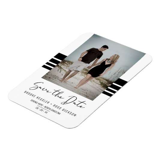 ブラックシンプルミニマルカスタムリスト写真婚約した新 マグネット (左側)