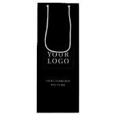 ブラックシンプルミニマルビジネスロゴワイン紙バッグ ワインギフトバッグ (正面)