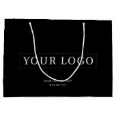 ブラックシンプルミニマルビジネスロゴ ラージペーパーバッグ (裏面)