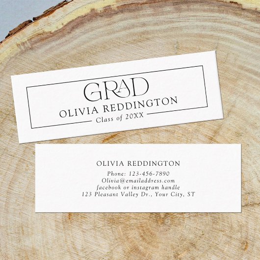 ブラックシンプルミニマル研究科名票 コーリングカード