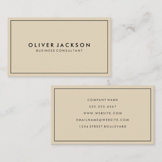 ブラックシンプルミニマル縁どリスト付きベージュ 名刺 (正面/裏面)