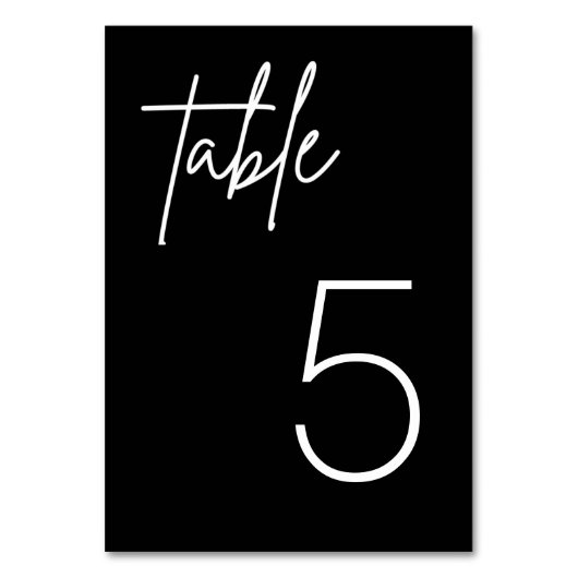 ブラックシンプルミニマ結婚リストのテーブルカード テーブルナンバー (正面)