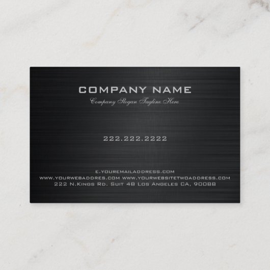 ブラックシンプルメタリックつや消しアルミルック 名刺 (裏面)