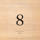 ブラックシンプルモダンの結婚アクリル製テーブル番号 アクリル招待状 (正面)