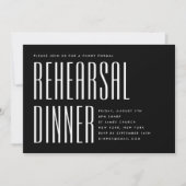 ブラックシンプルモダンはっきりしたのリハ結婚ーサルディナー 招待状 (正面)