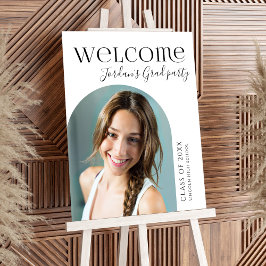 ブラックシンプルモダンアーチ写真卒業へようこそ