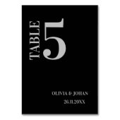 ブラックシンプルモダンエレガンス結婚ズ テーブルナンバー (裏面)