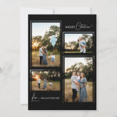 ブラックシンプルモダンクリスマスフォーフォトコラージュ シーズンカード (正面)