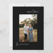 ブラックシンプルモダンクリスマスレターと写真 シーズンカード (正面)