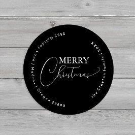 ブラックシンプルモダンクリスマス封筒用シール ラウンドシール
