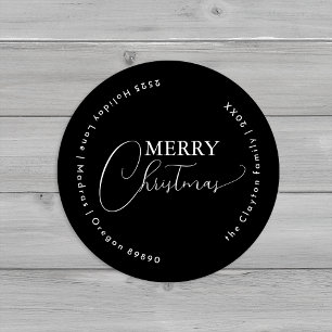 ブラックシンプルモダンクリスマス封筒用シール ラウンドシール
