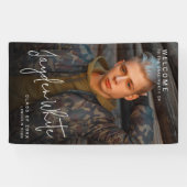 ブラックシンプルモダンスクリプト写真卒業パーティー 横断幕 (横)