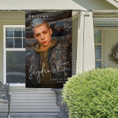 ブラックシンプルモダンスクリプト写真卒業パーティー 横断幕