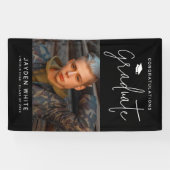 ブラックシンプルモダンスクリプト写真卒業パーティー 横断幕 (横)