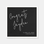 ブラックシンプルモダンスクリプト卒業生 スタンダードカクテルナプキン (正面)