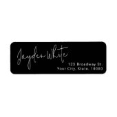 ブラックシンプルモダンスクリプト差出人住所 ラベル (正面)