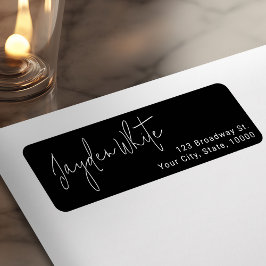 ブラックシンプルモダンスクリプト差出人住所 ラベル