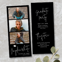 ブラックシンプルモダンスクリプト3 Photo Gradation 招待状