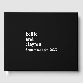 ブラックシンプルモダンタイプ結婚ズゲストブック ゲストブック